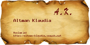 Altman Klaudia névjegykártya